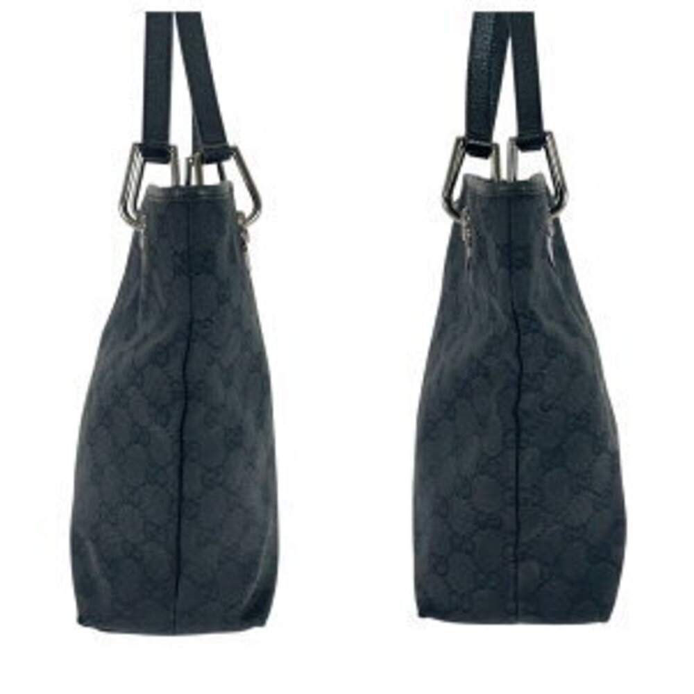 Gucci GG Canvas Bag Tote Black Shoulder Leather - Picture 7 of 10